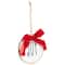 Embroidered Joy with Bow Wooden Disc Christmas Ornament - 4.5" - Red and White